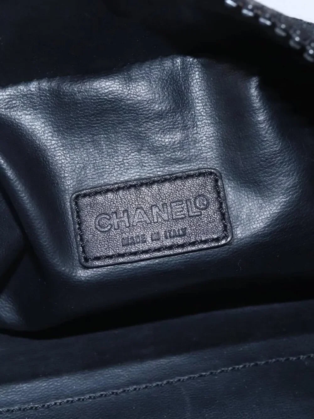 CHANEL Sports Clutch Bag Nylon Beige Black CC Auth BA8411